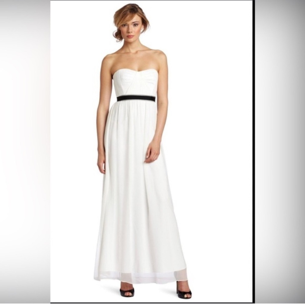 BCBG MaxAzria Amber Cascade Strapless Dress 100% Silk Prom Swiftie Coquette 4